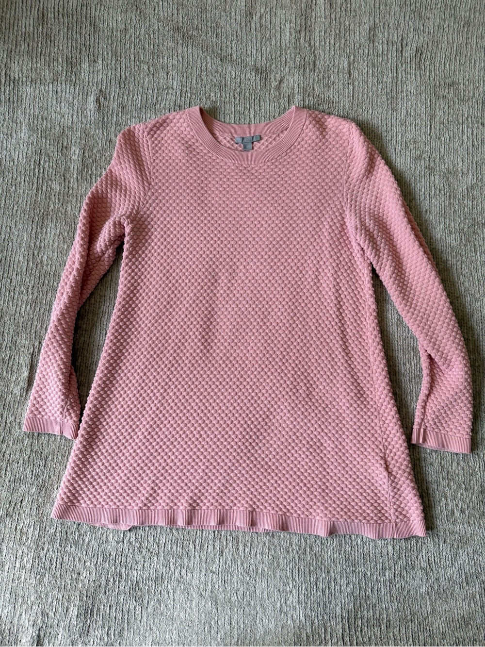 COS Pink Textured Cotton Knit Long Sleeve Tunic Sweater Size S